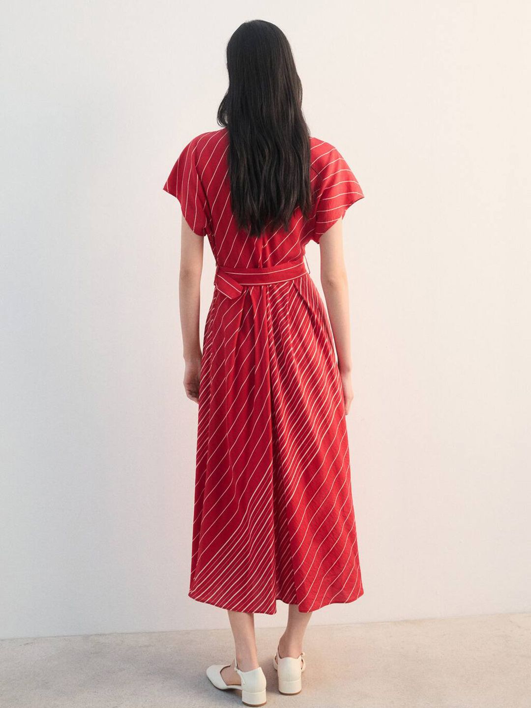 Striped Pure Cotton Shirt Midi Dress