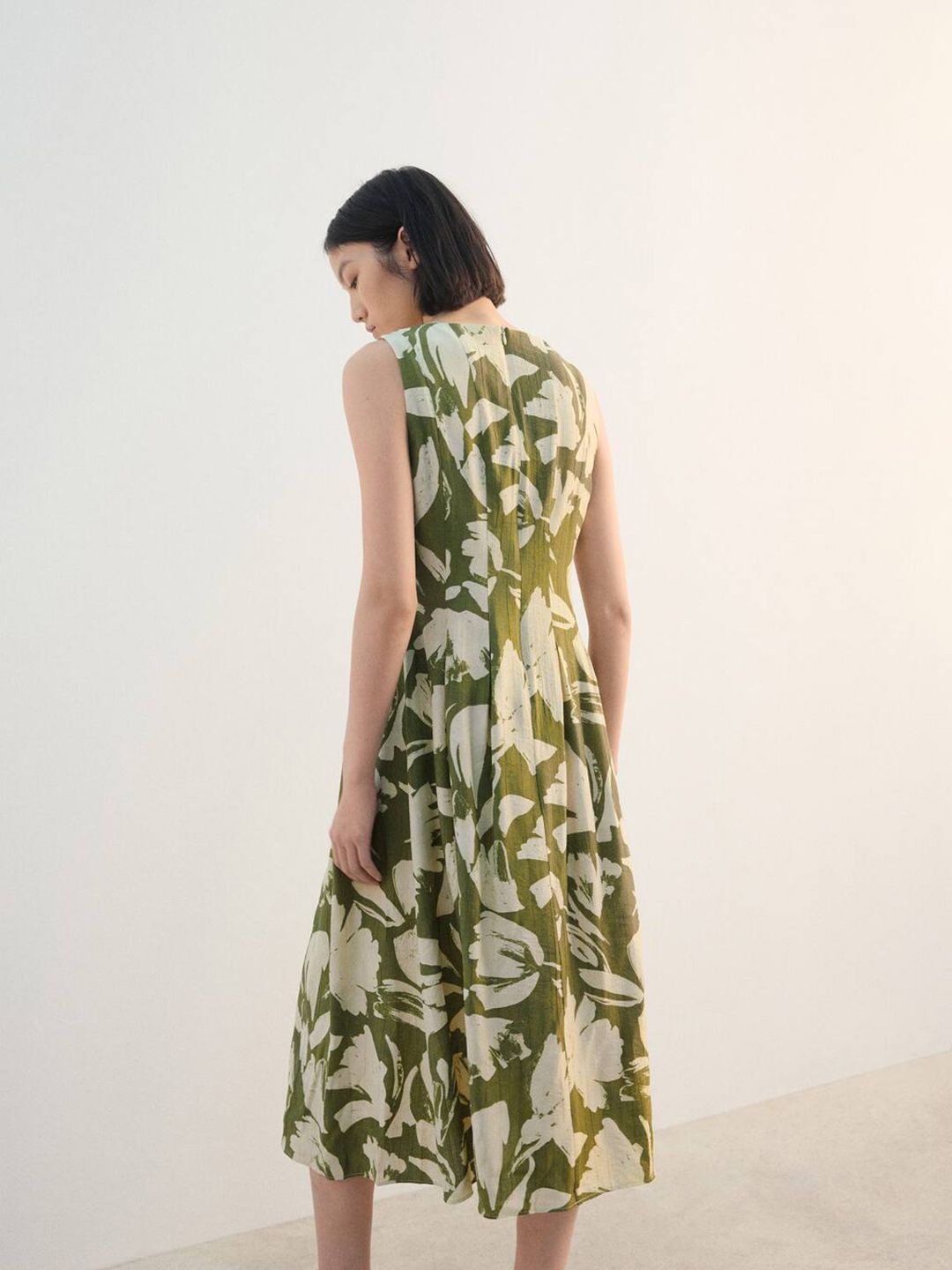 Floral Print A-Line Midi Dress