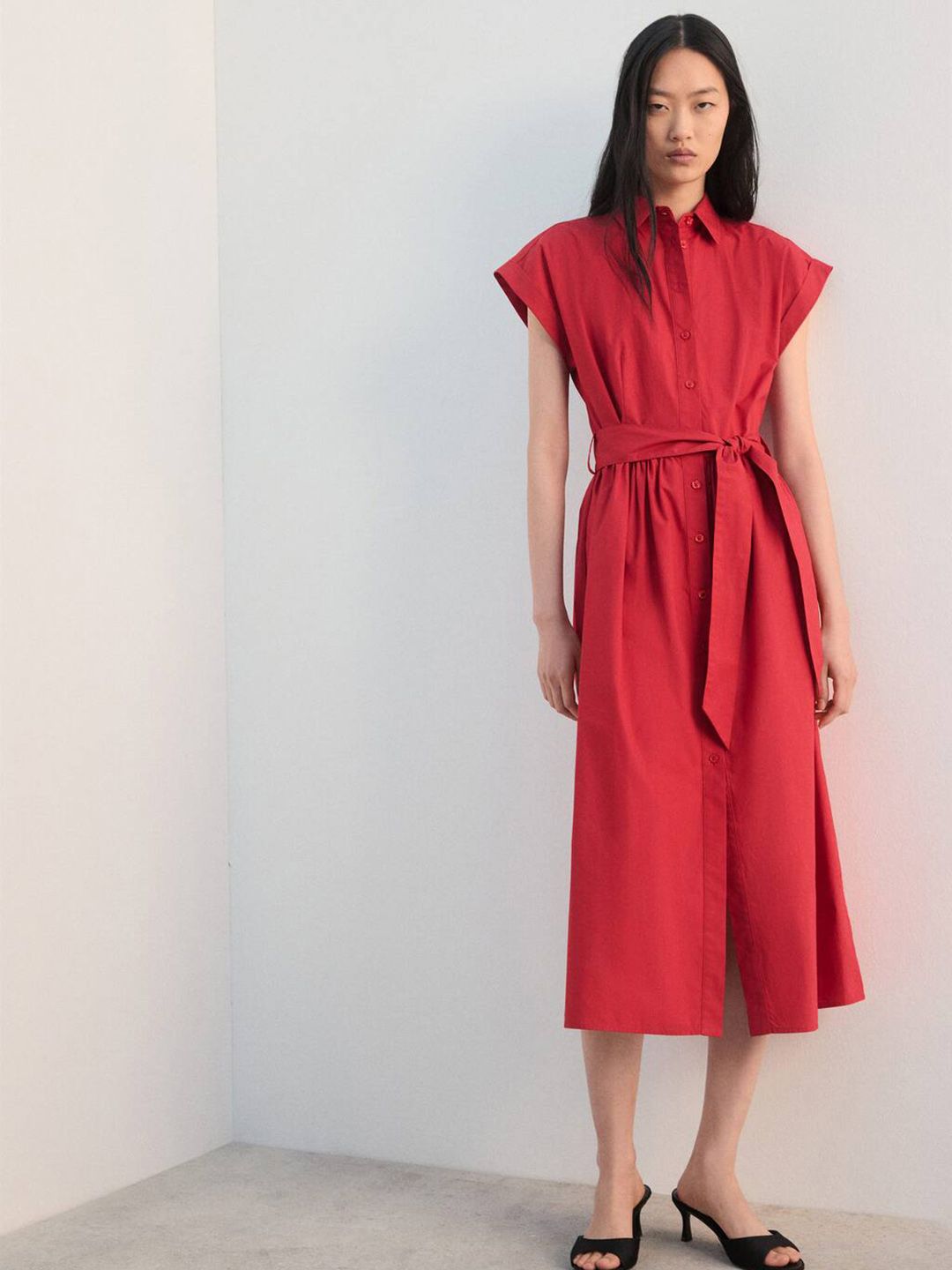 Pure Cotton Shirt Midi Dress
