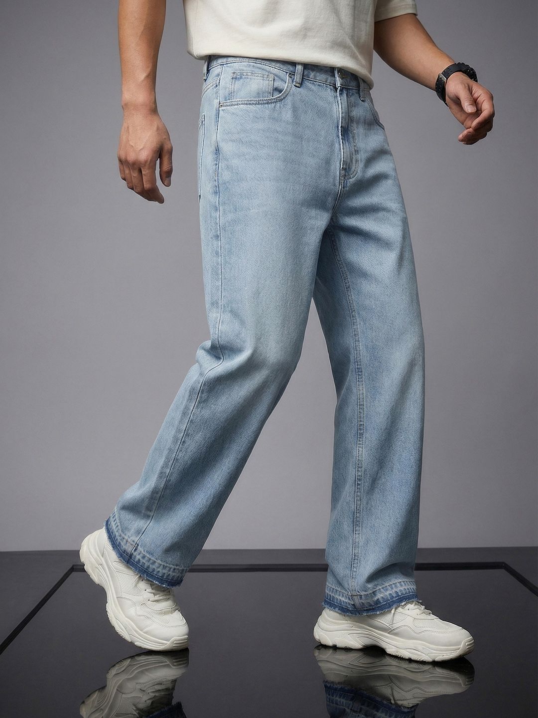 SOKO STREET Men Bootcut Light Fade Pure Cotton Jeans