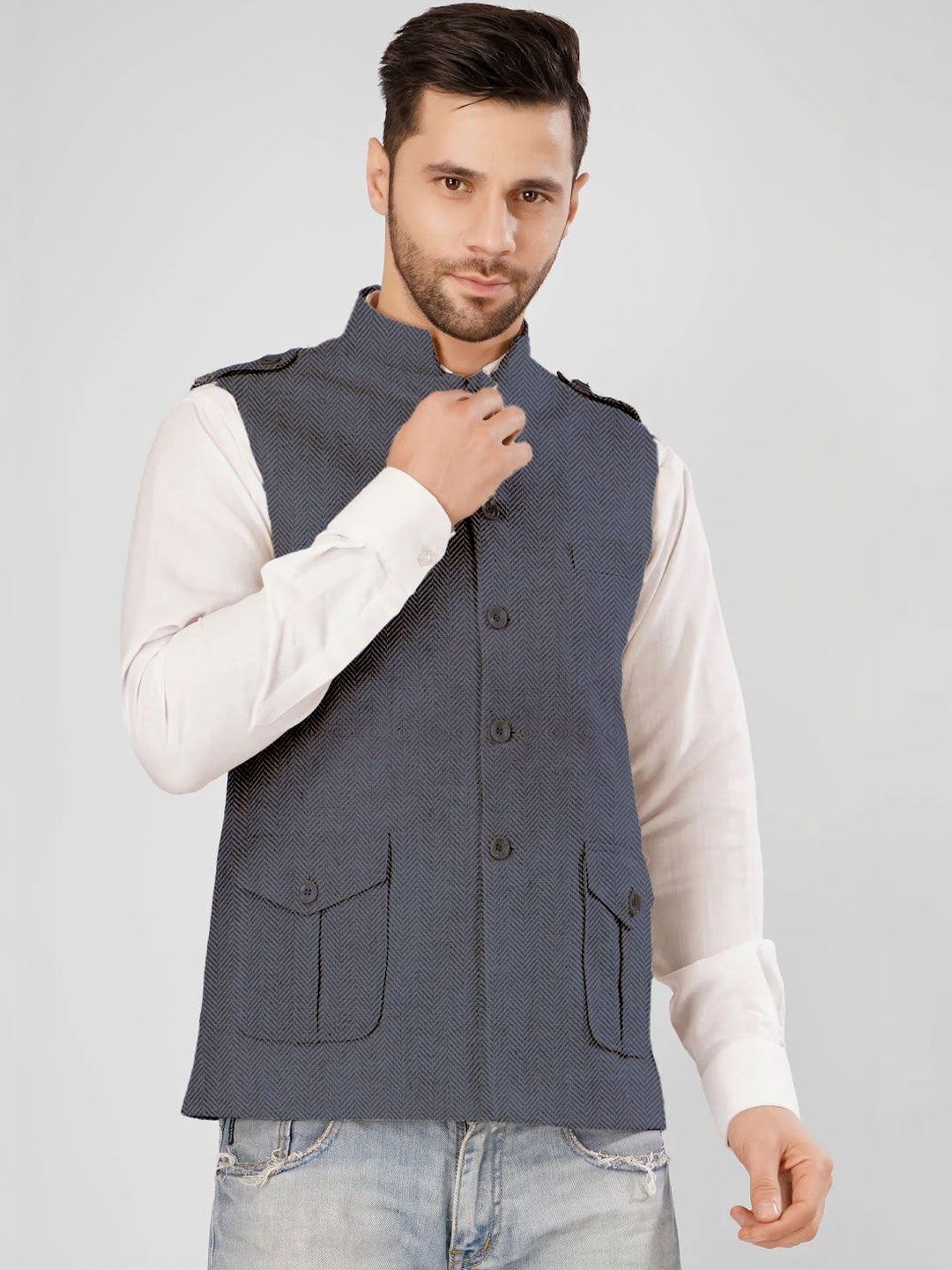 Wintage  Woven Design Nehru Jackets