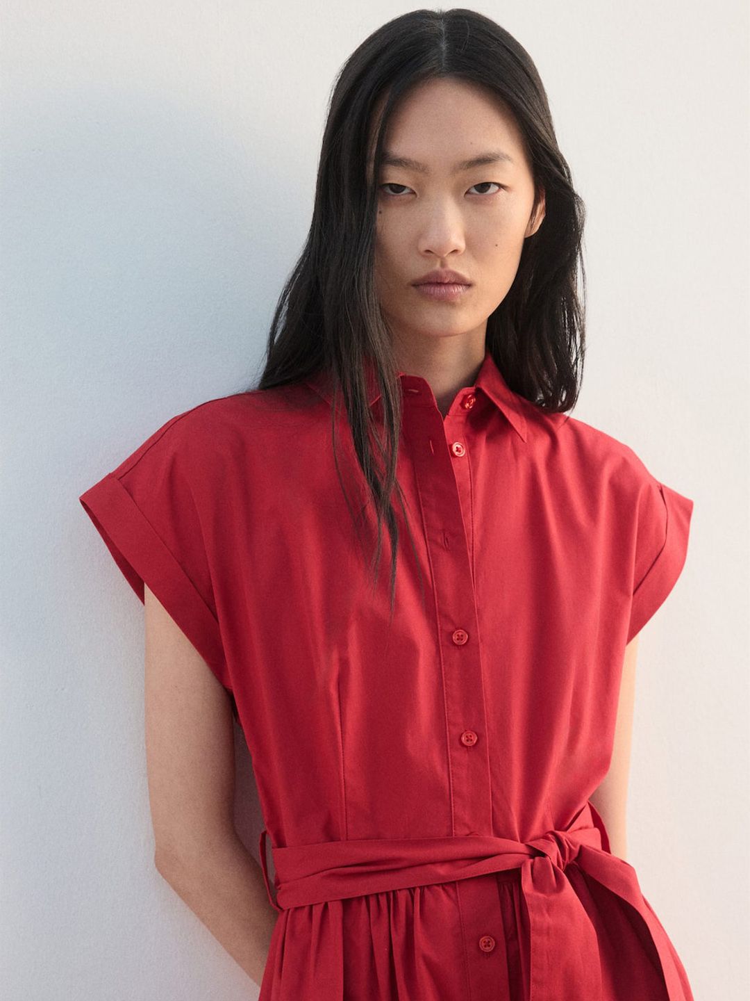 Pure Cotton Shirt Midi Dress