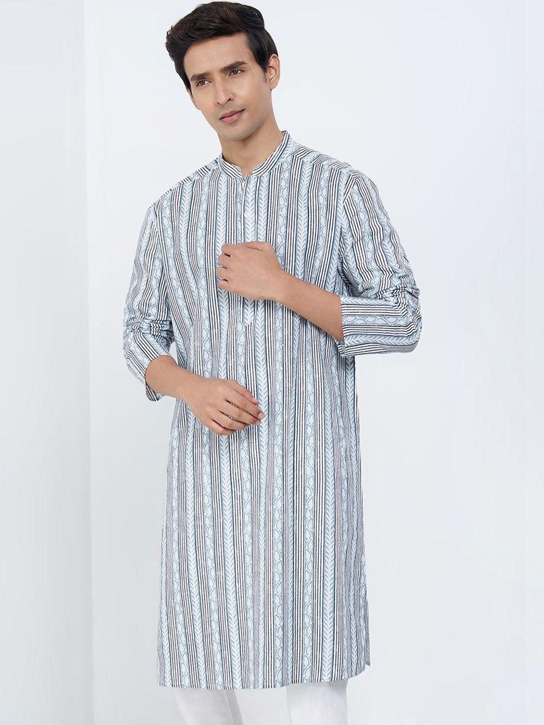 indus route by Pantaloons Men Striped Kurta