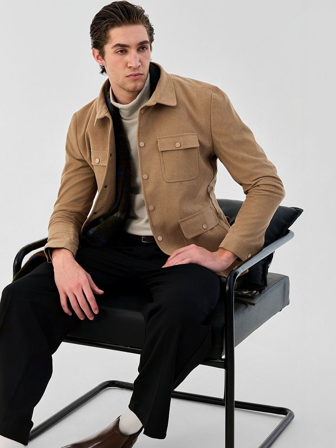 Snitch Beige Solid Jacket