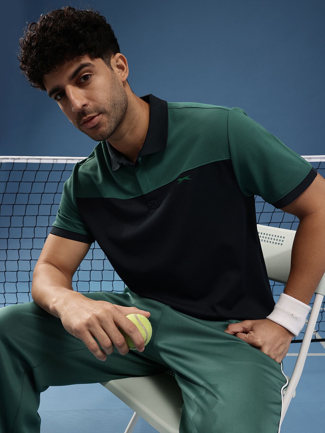 Slazenger Colourblocked Polo Collar Sports T-shirt