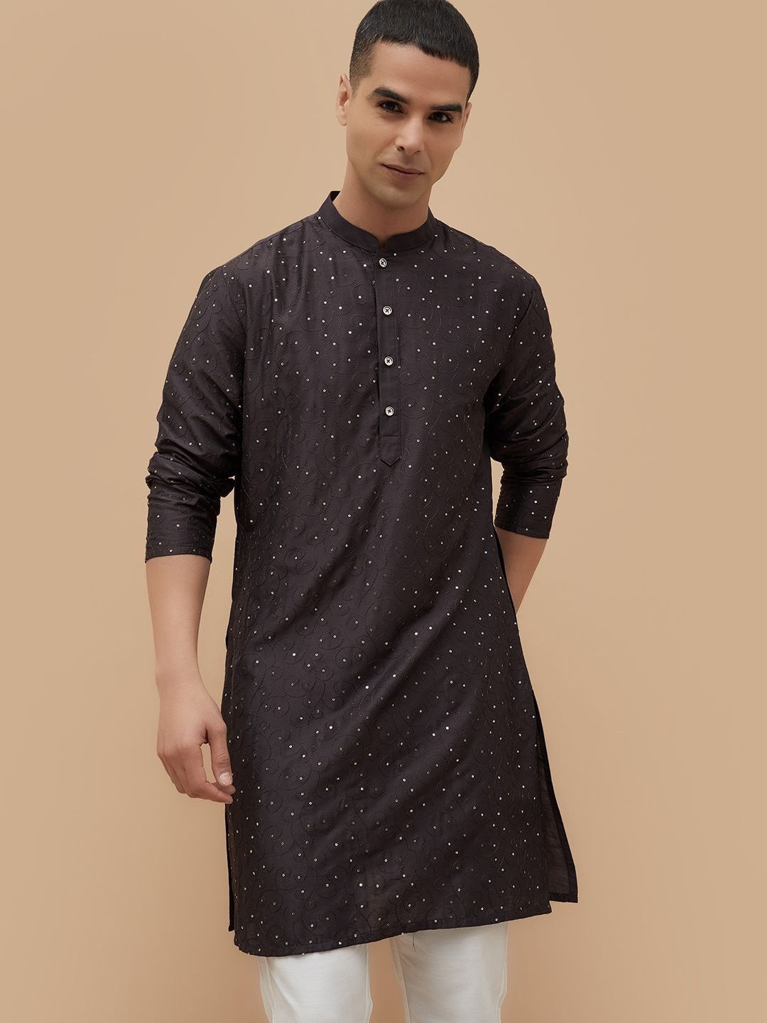 Melange by Lifestyle Men Geometric Embroidered Flared Sleeves Thread Work Kurta