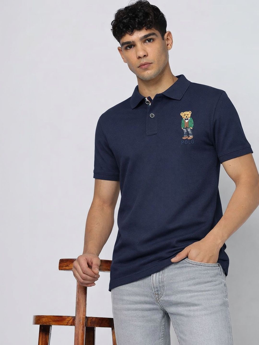 COMBRAIDED Men Printed Polo Collar T-shirt
