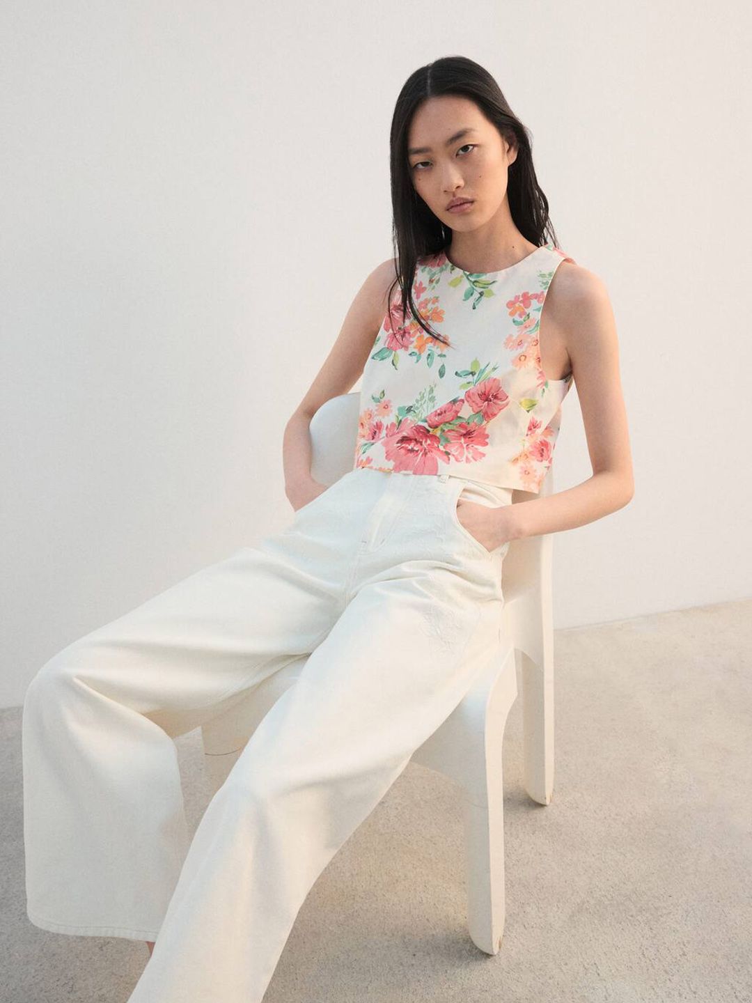 Floral Print Pure Cotton Regular Crop Top