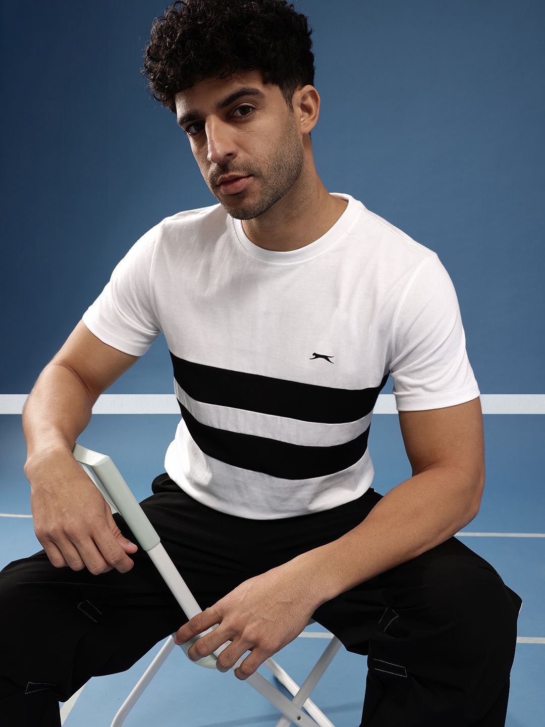 Slazenger Striped Pure Cotton Sports T-shirt