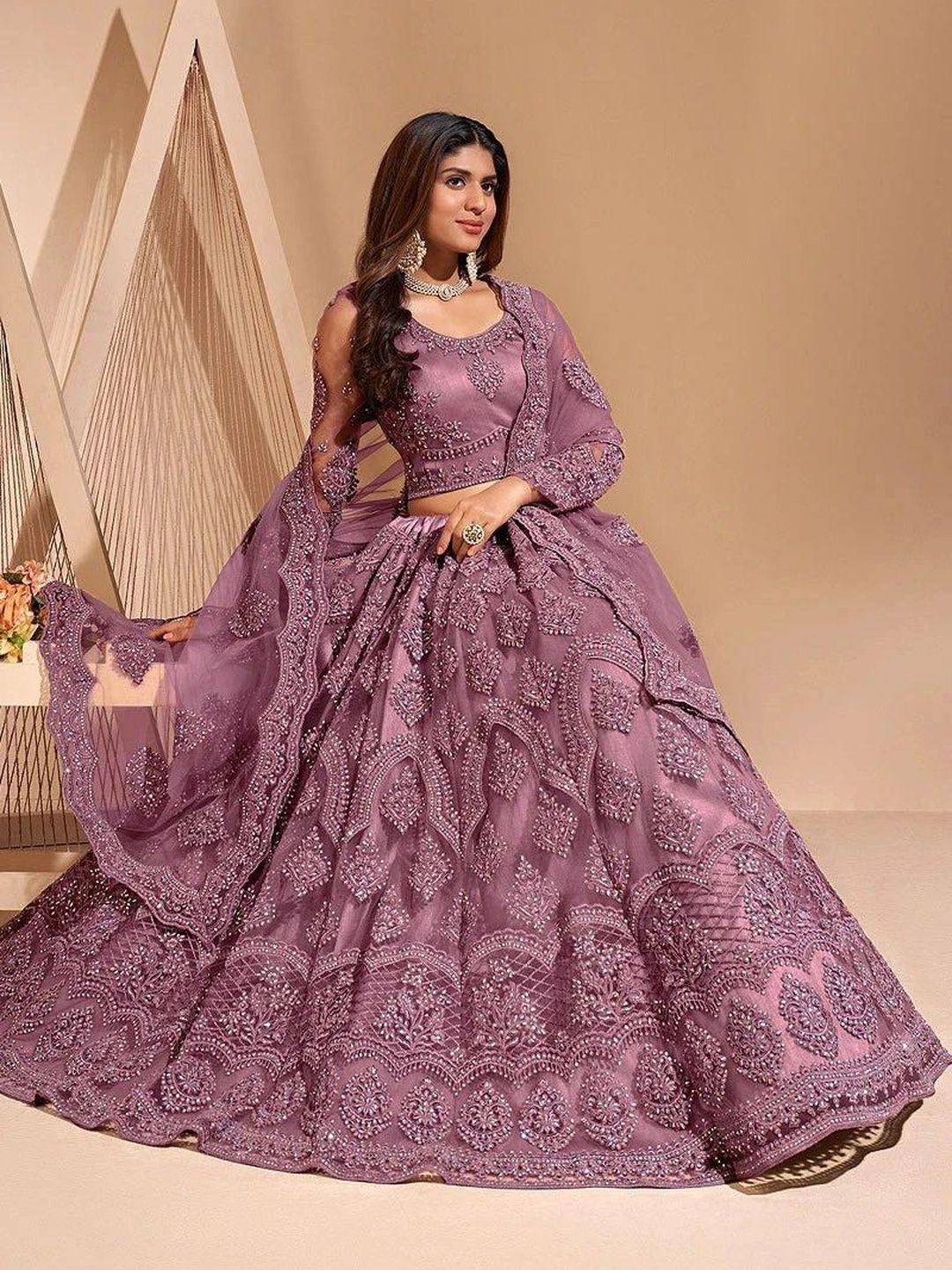 REELOVE FACTORY Embroidered Sequinned Semi-Stitched Lehenga & Unstitched Blouse With Dupatta