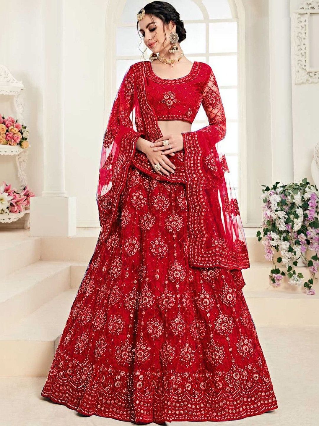 UDBHAV EXPORT Embellished Sequinned Semi-Stitched Lehenga & Unstitched Blouse With Dupatta