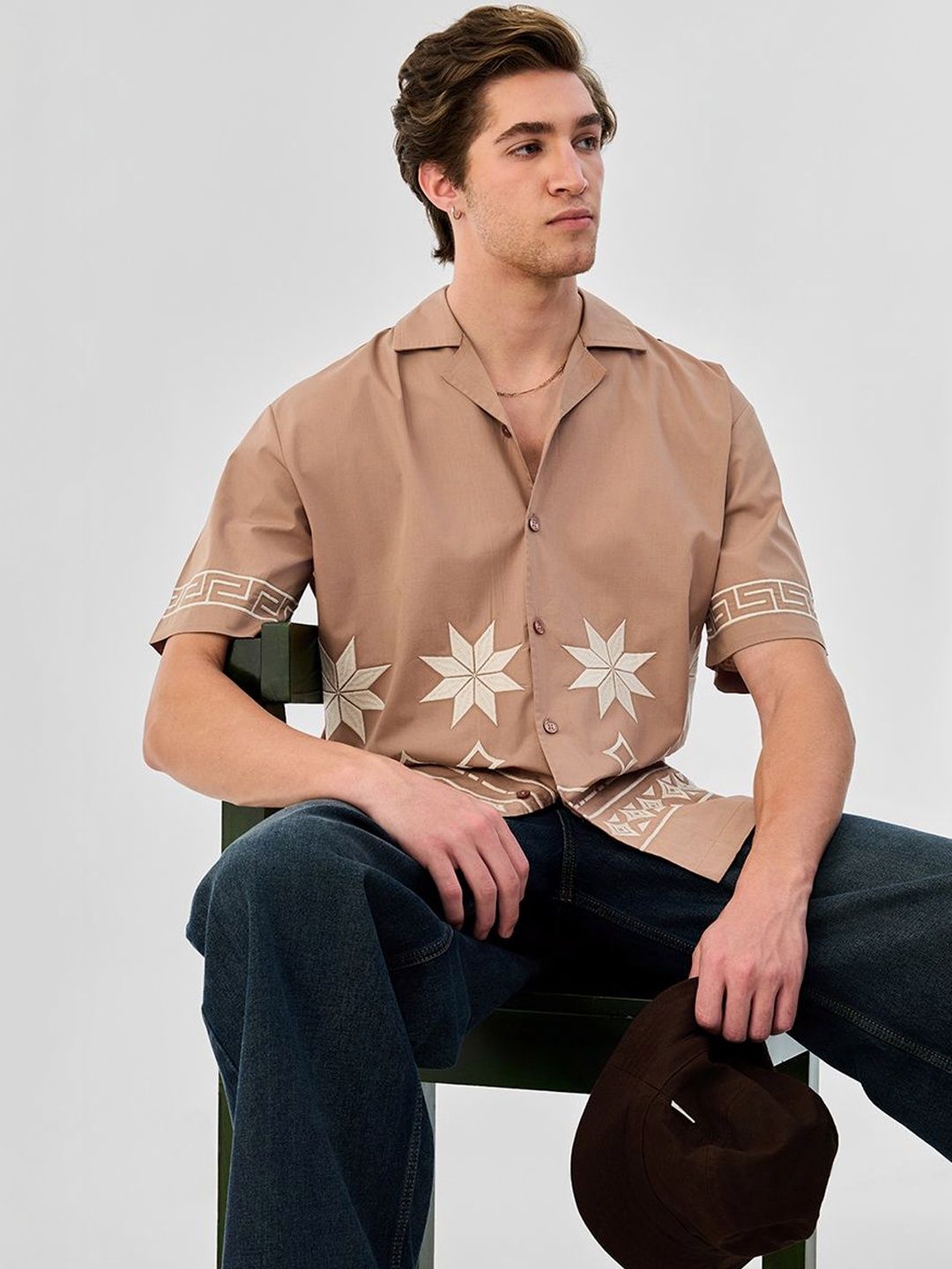 Snitch Light Brown Embroidery Shirt