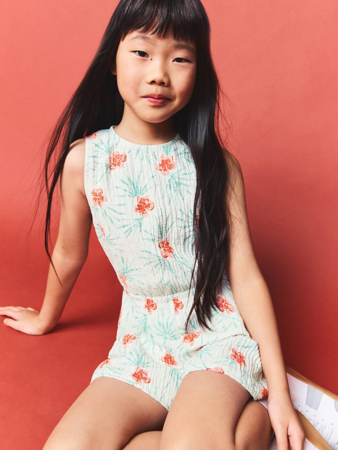 Mango Kids Girls Floral Printed Basic Jumpsuit