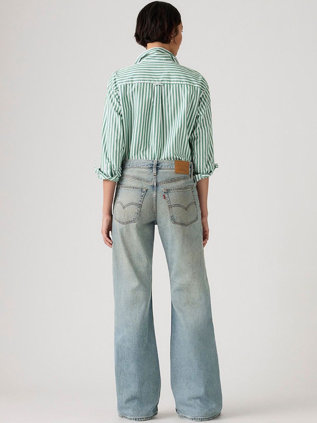 Blue Loose Bootcut Fit Mid Rise Jeans