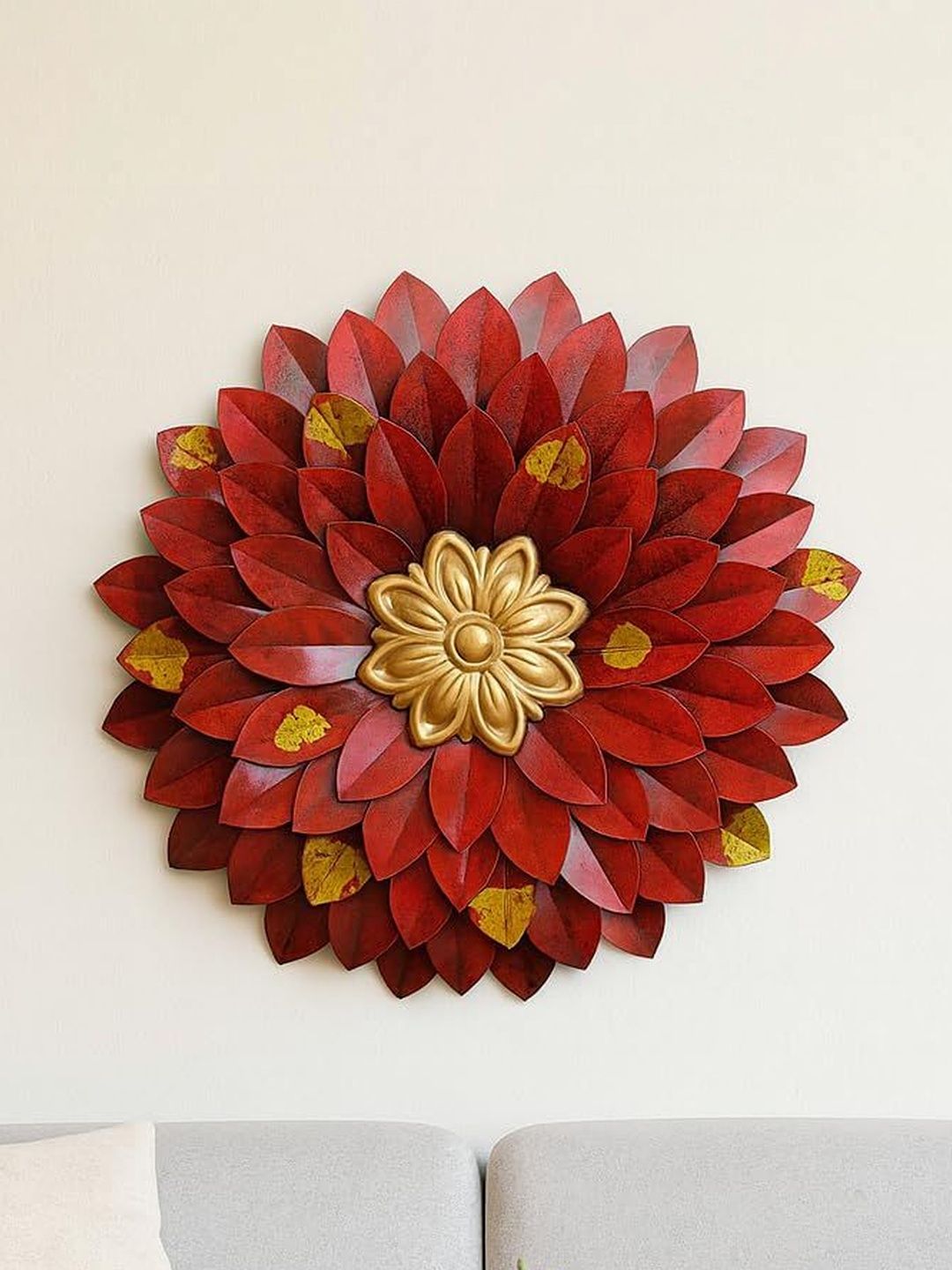 RSN Red Metal Floral Wall Decor