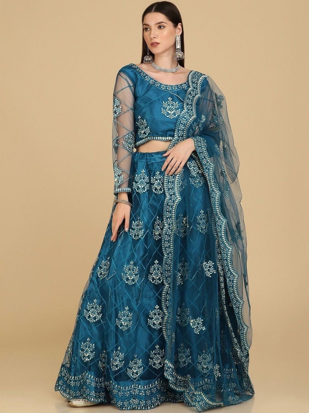 UDBHAV EXPORT Embroidered Thread Work Ready to Wear Lehenga & Blouse With Dupatta
