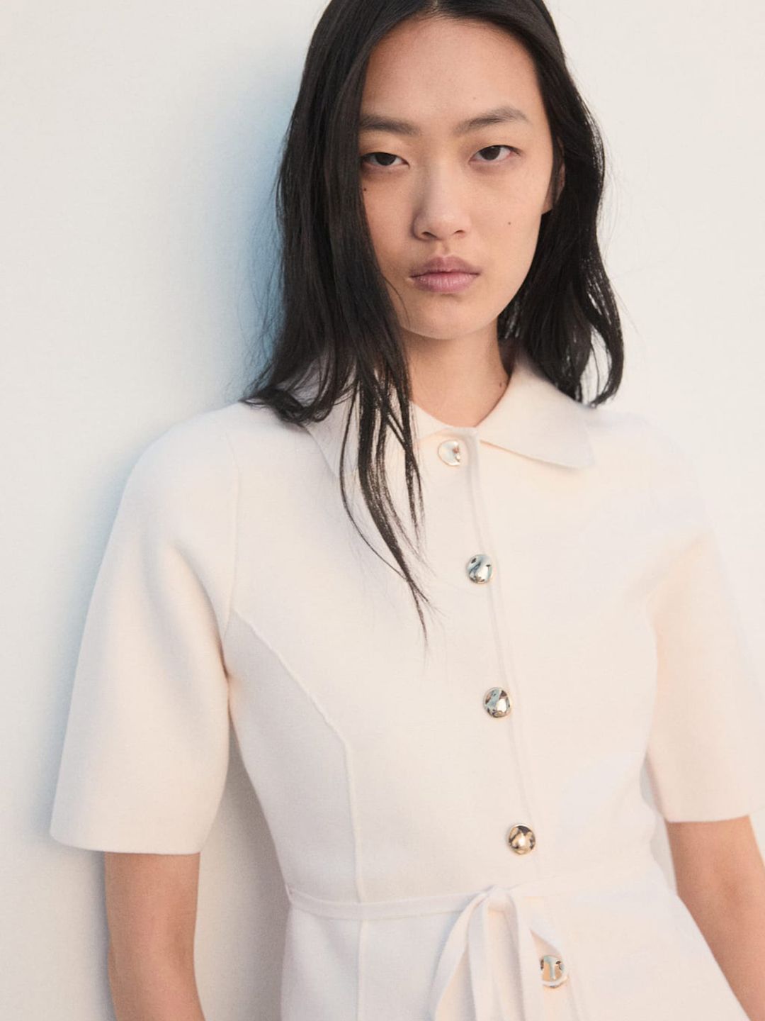 Waist Tie-Up Shirt Style Top