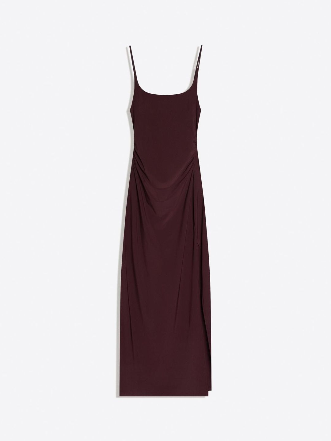 Gathered strap midi dress