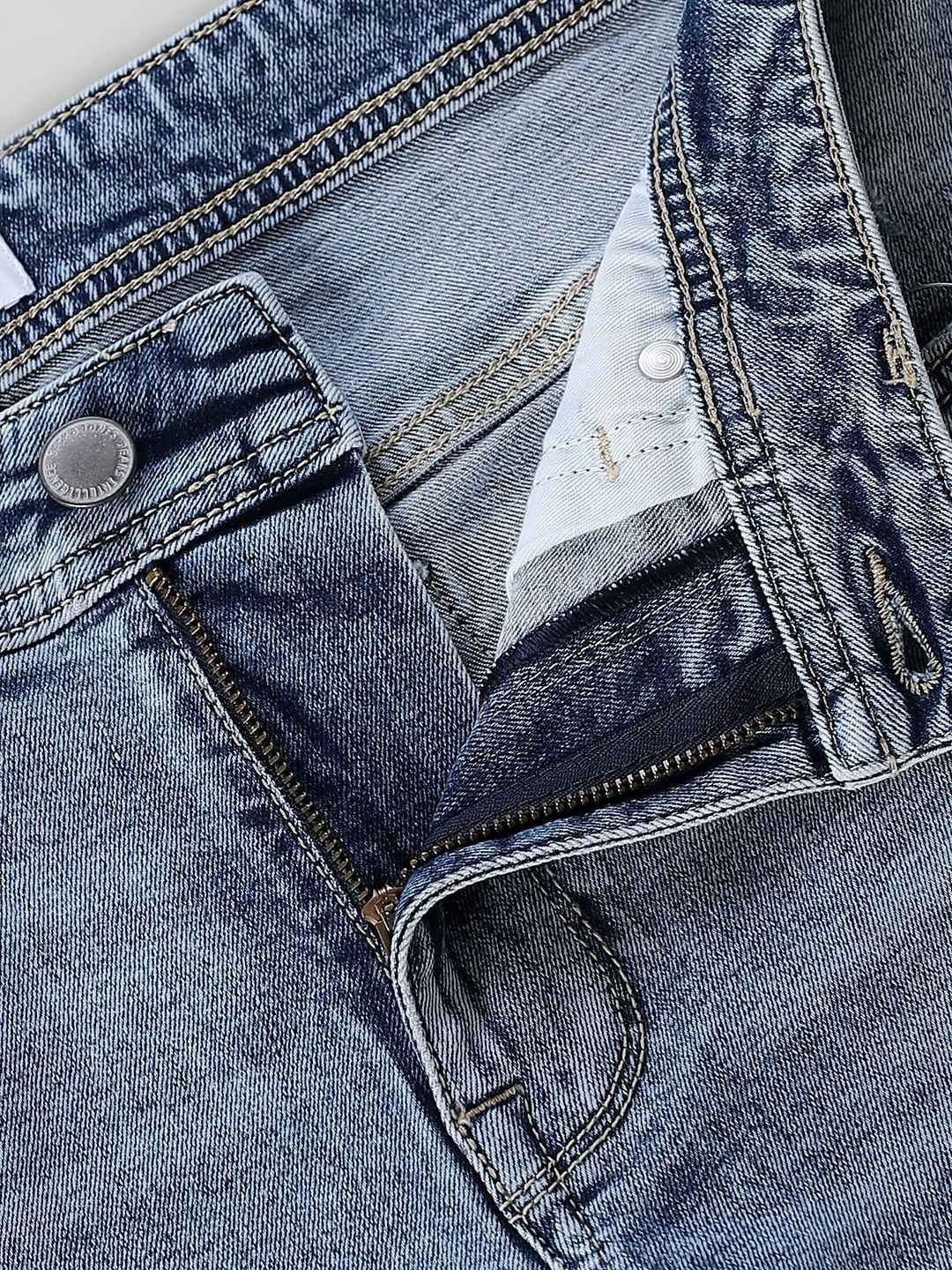 Slim Fit Low-Rise Mildly Distressed Light Fade Stretchable Jeans