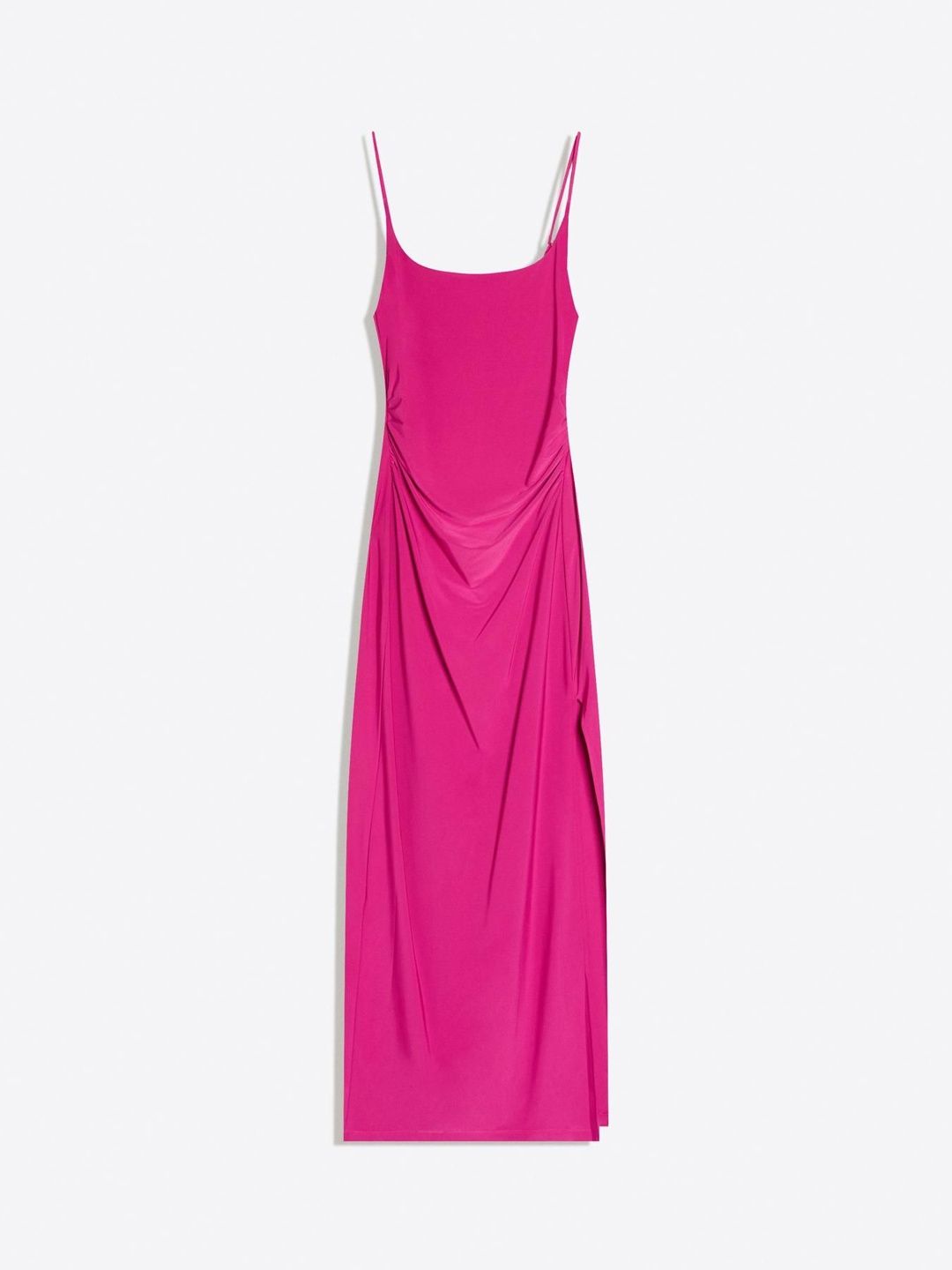 Gathered strap midi dress