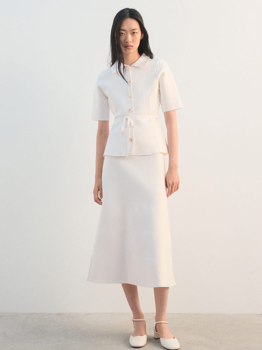 Waist Tie-Up Shirt Style Top