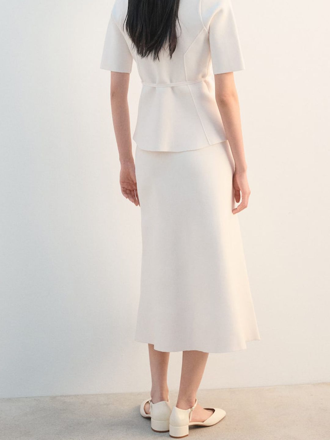Mid-Rise Flared A-line Midi Skirt