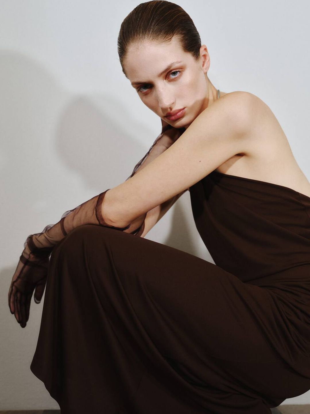 Choker Neck Gathered A-Line Midi Dress