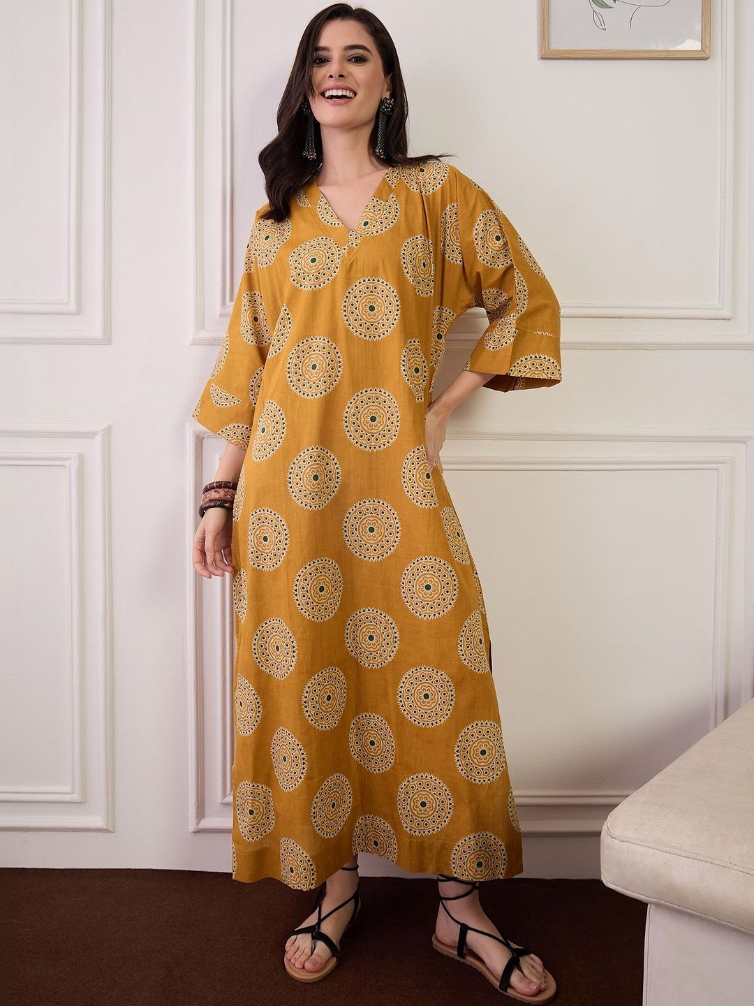 InWeave Floral Print Kaftan Maxi Dress