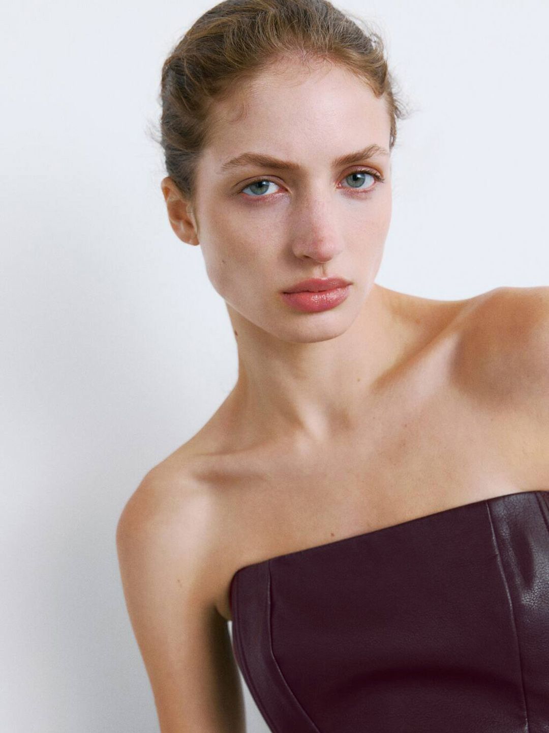 Faux Leather Coated Bandeau Mini Dress