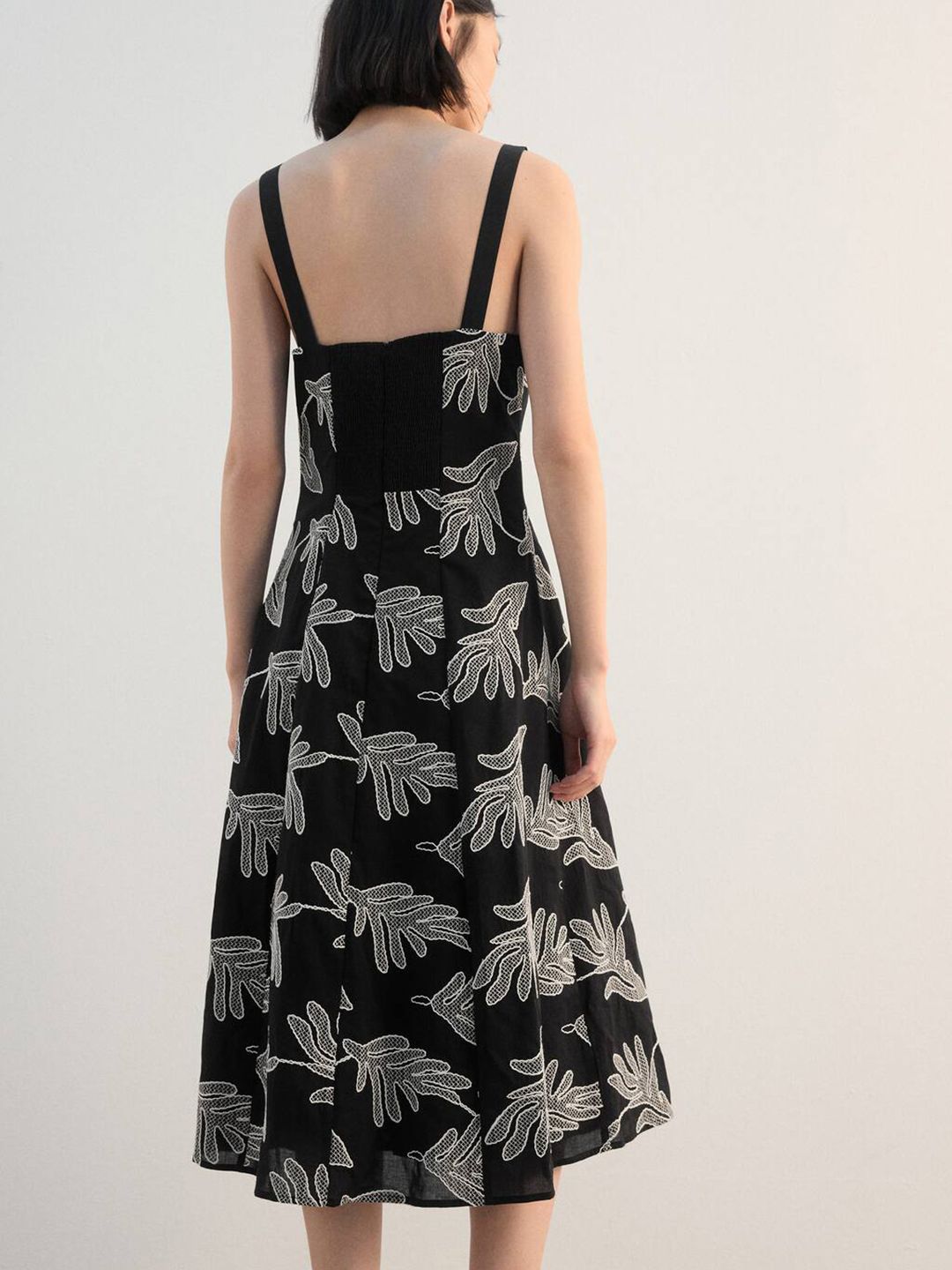 Embroidered Fit & Flare Midi Dress