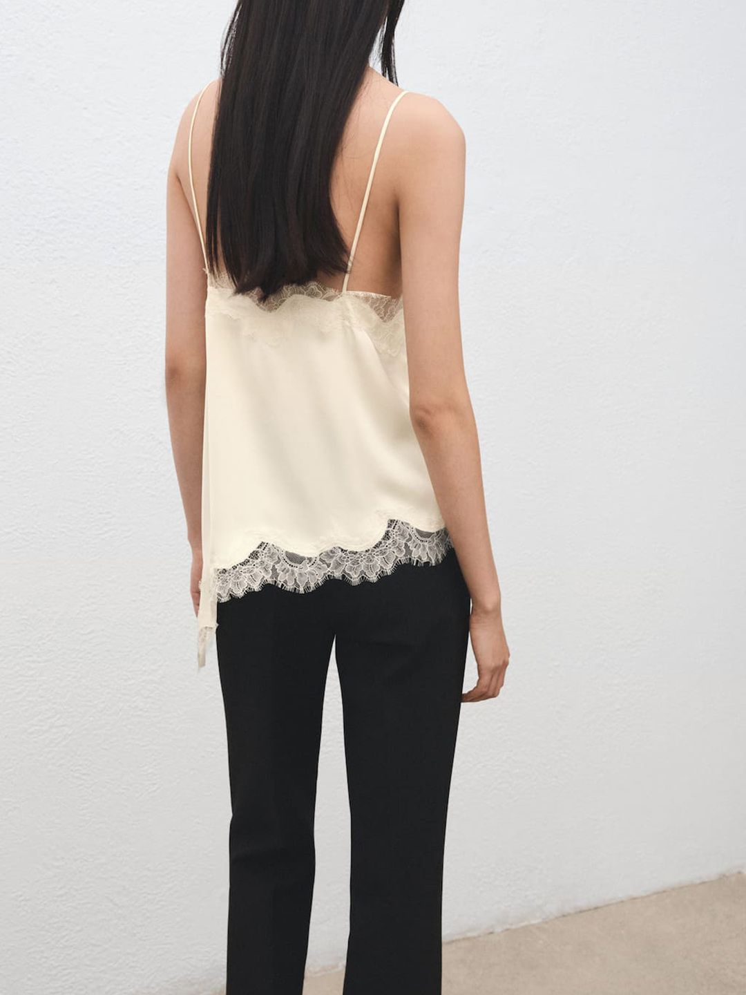 Satin Finish Top Asymmetric Hem Satin Finish Top