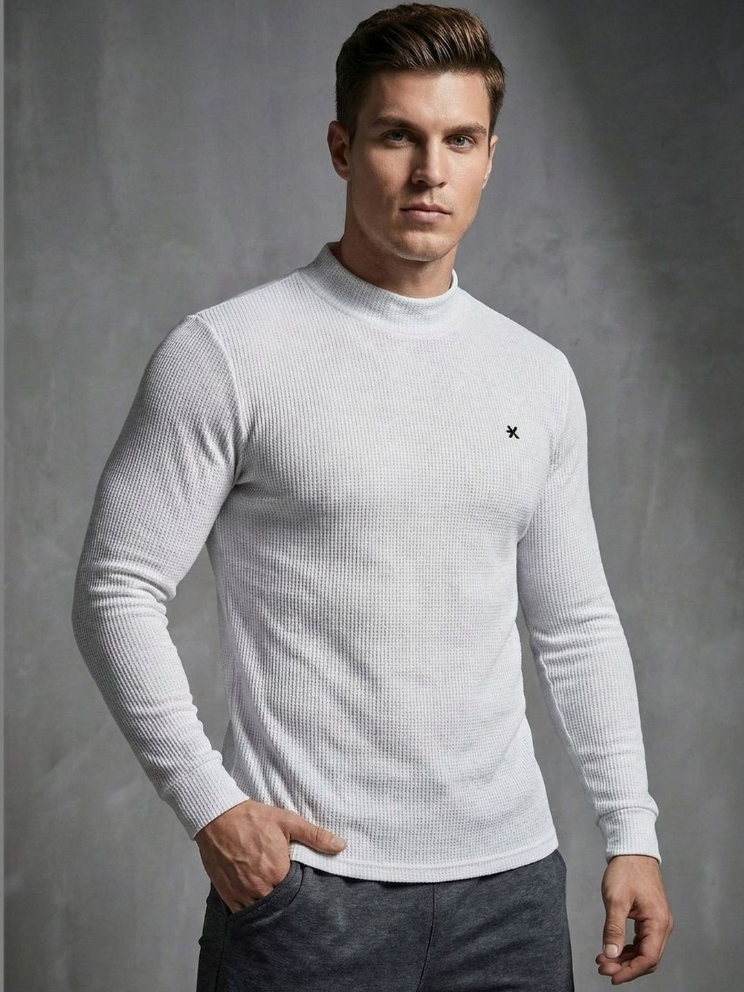 HRX by Hrithik Roshan Men Brand Logo High Neck T-shirt