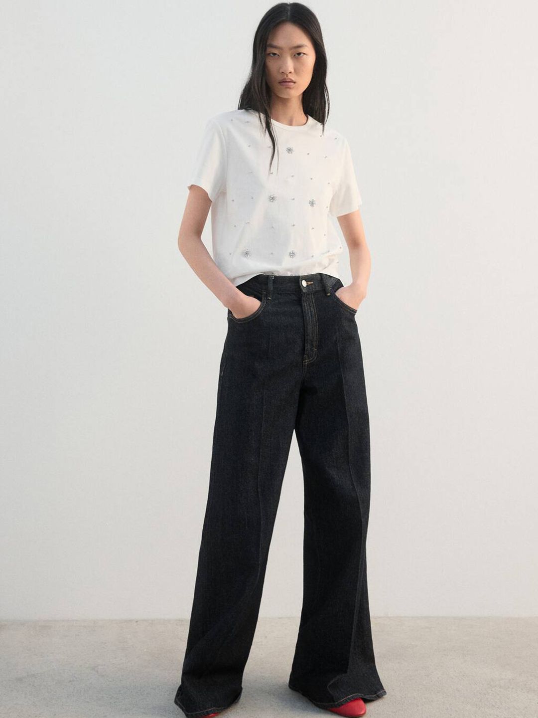 Embellished Pure Cotton T-shirt