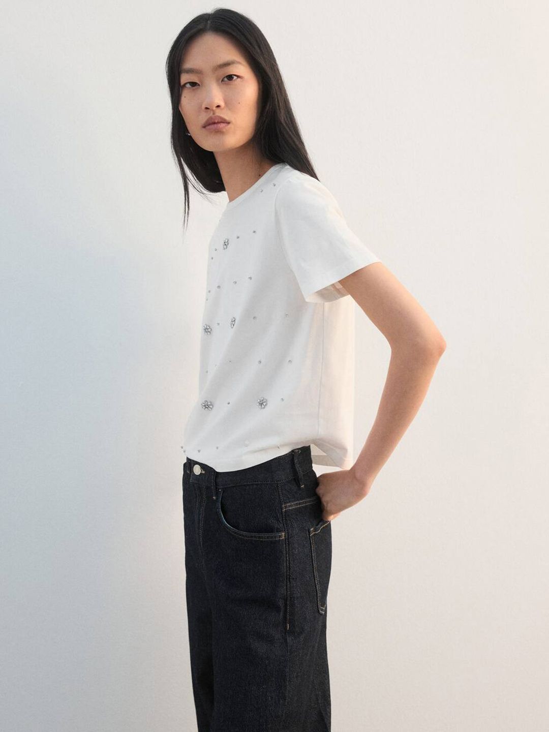 Embellished Pure Cotton T-shirt