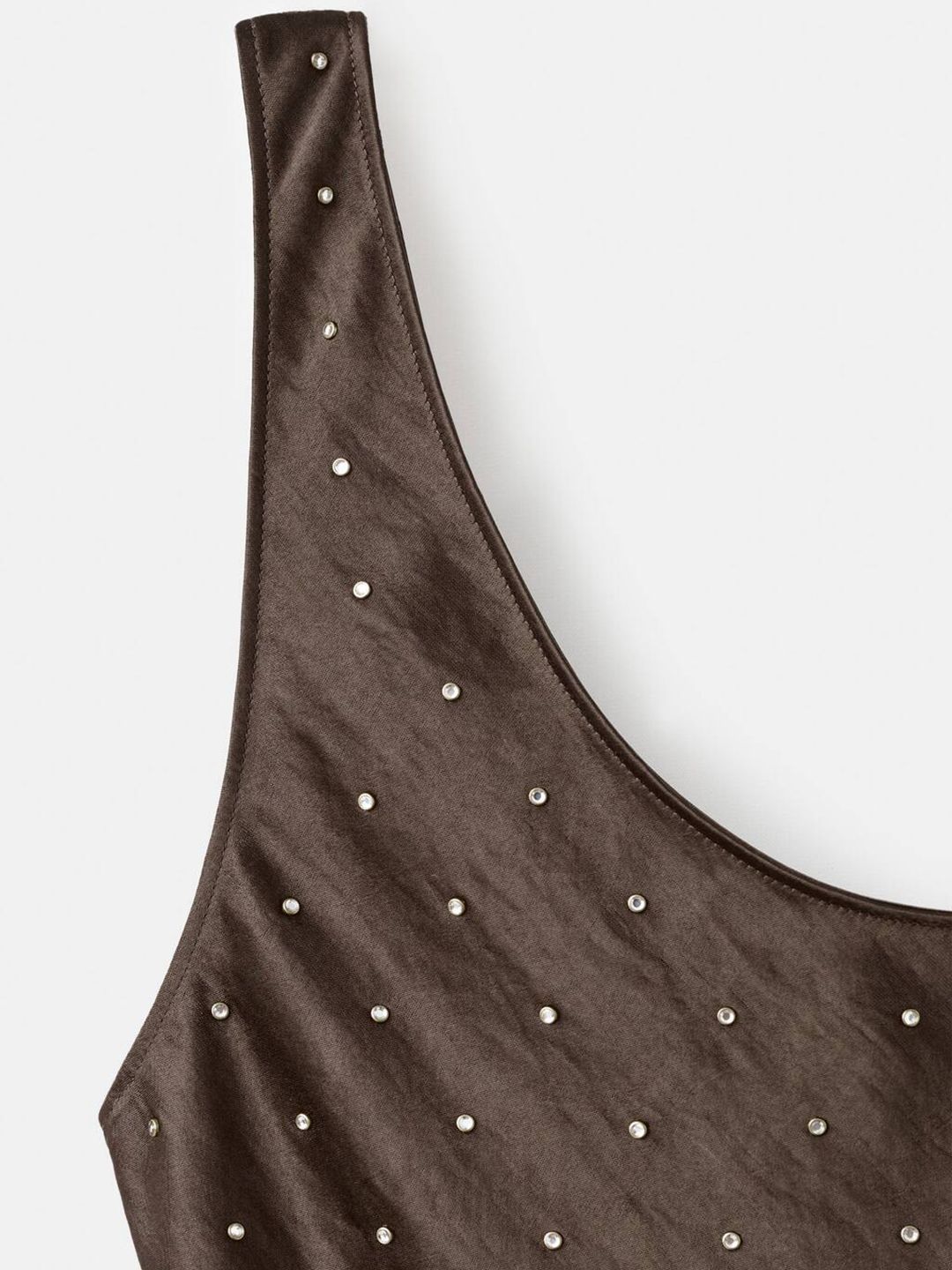 Rhinestone Embellished Satin Maxi Dress
