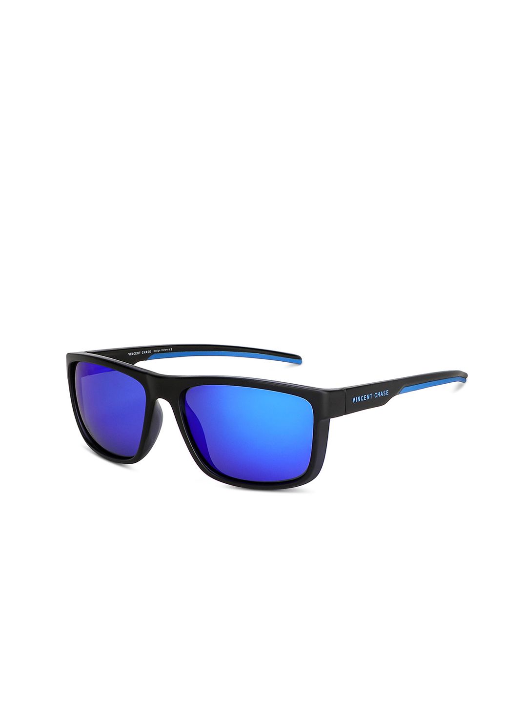 Vincent Chase by Lenskart Unisex Blue Lens & Black Sports Sunglasses with Polarised Lens
