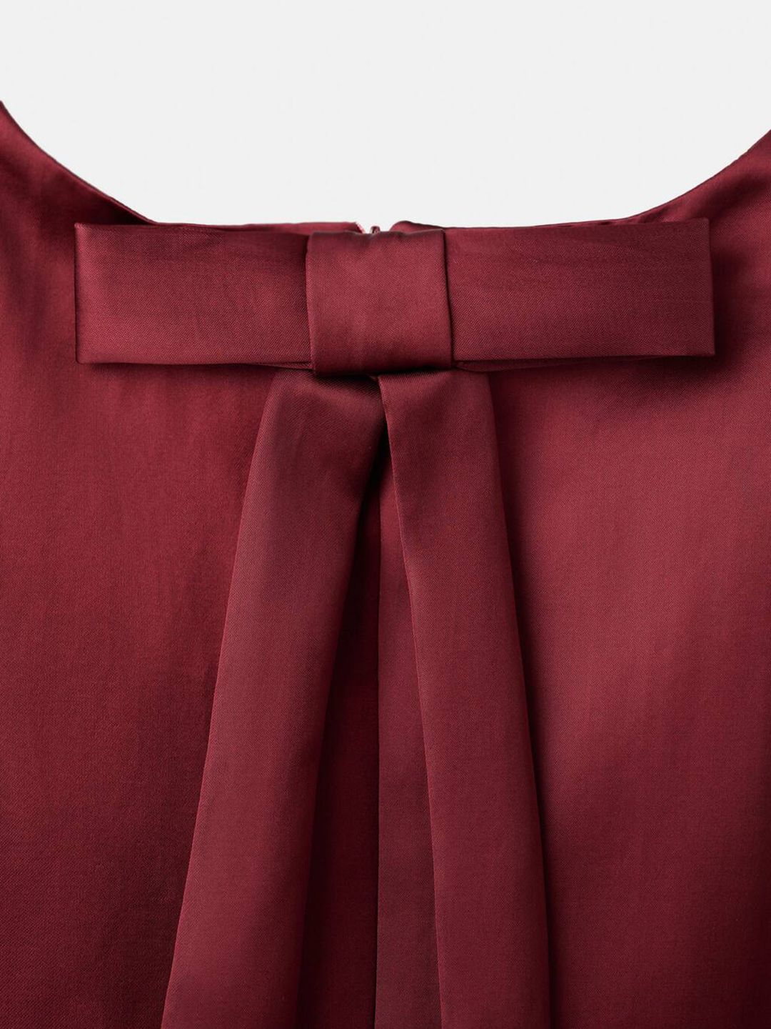 Satin Finish Shift Mini Dress with Bow Detail