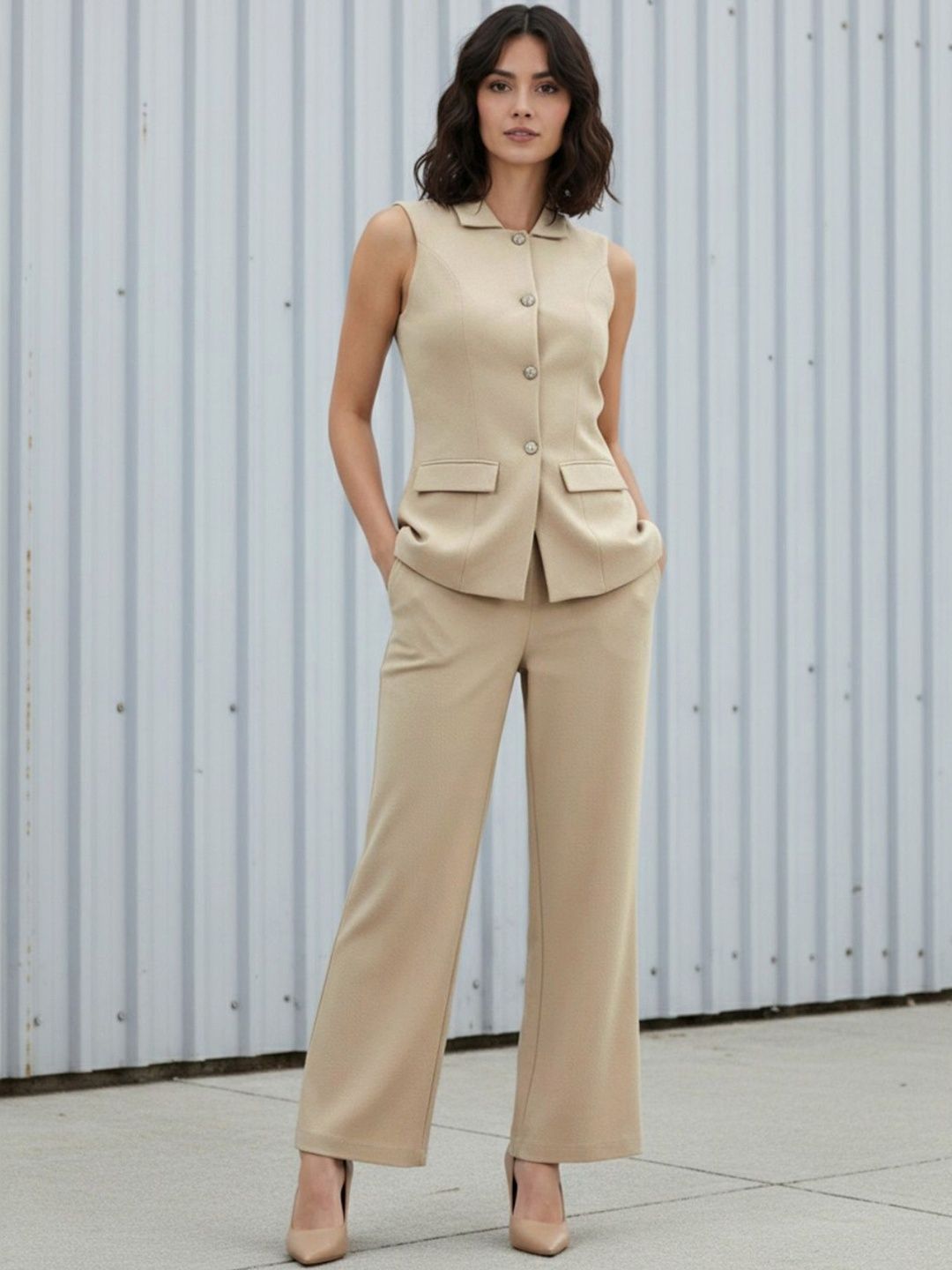 glitchez Polo Collar Top With Trousers Co-Ords