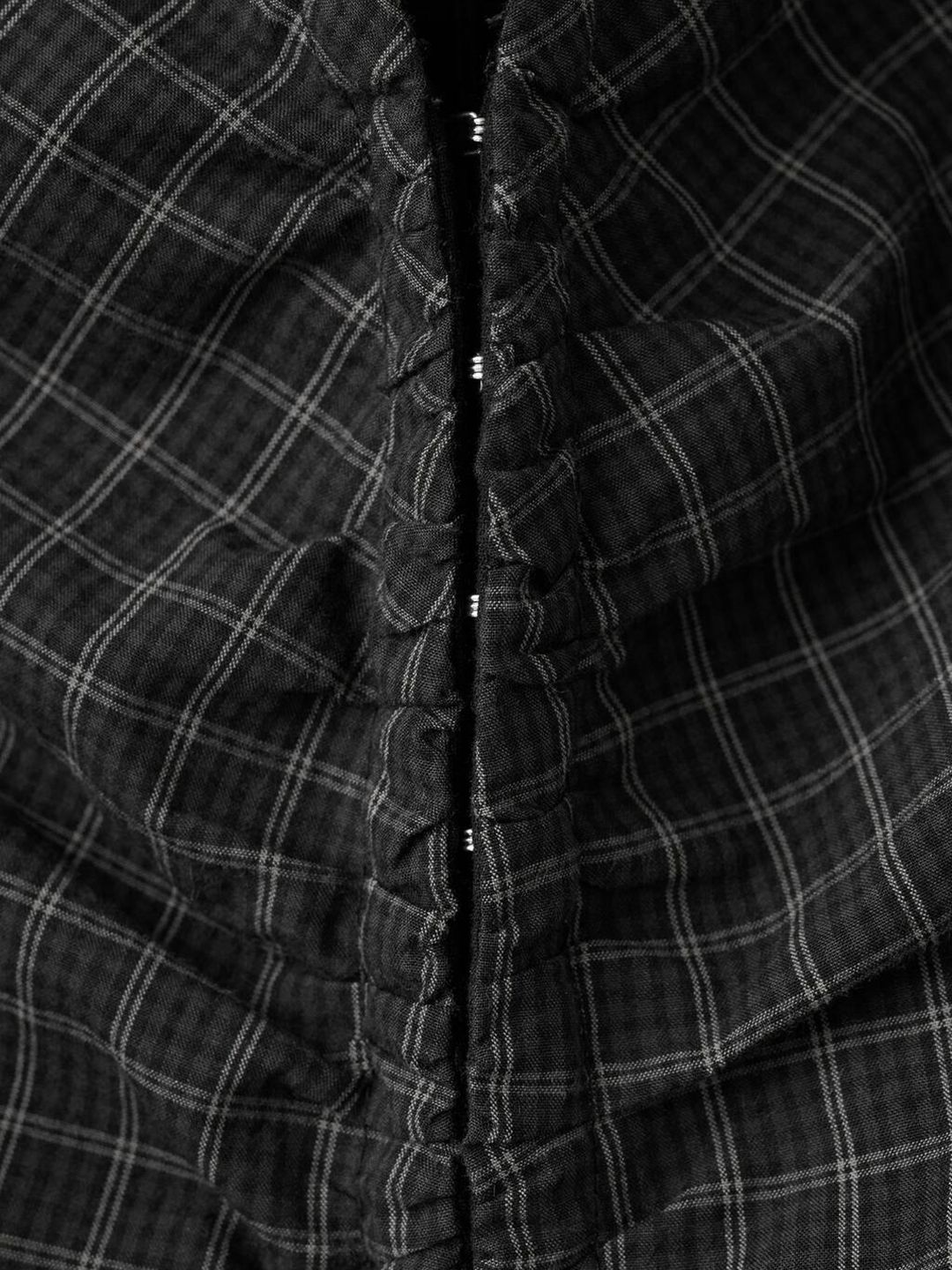 Tartan Checks Pure Cotton Casual Crop Shirt with Ruched Effect
