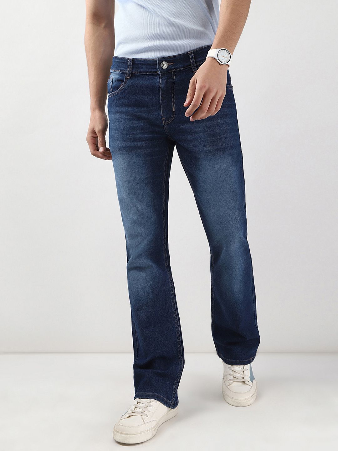 Urbano Fashion Men Mid Rise Heavy Fade Stretchable Bootcut Jeans