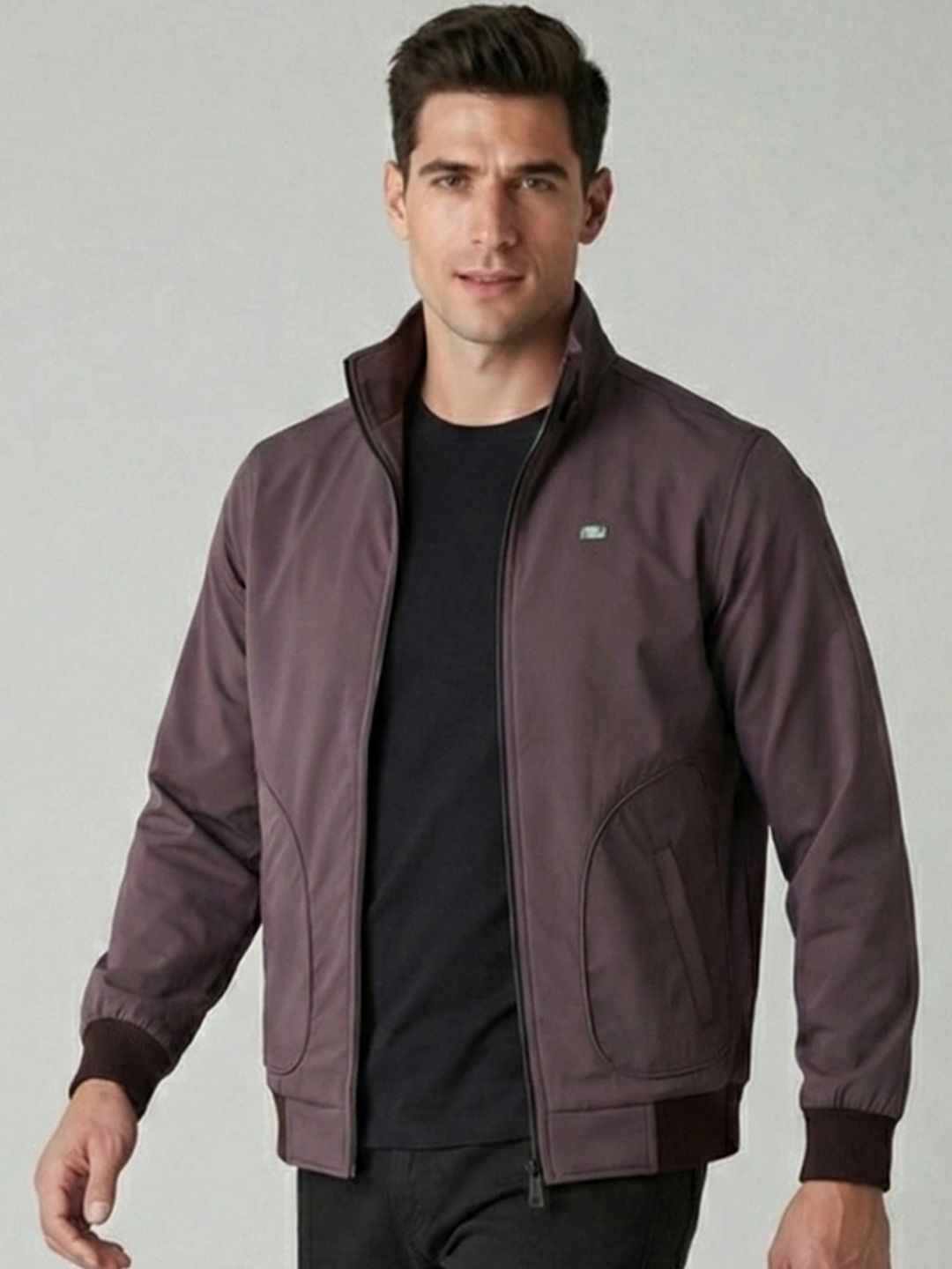 Pierre Carlo Men Bomber Mock Collar Jacket