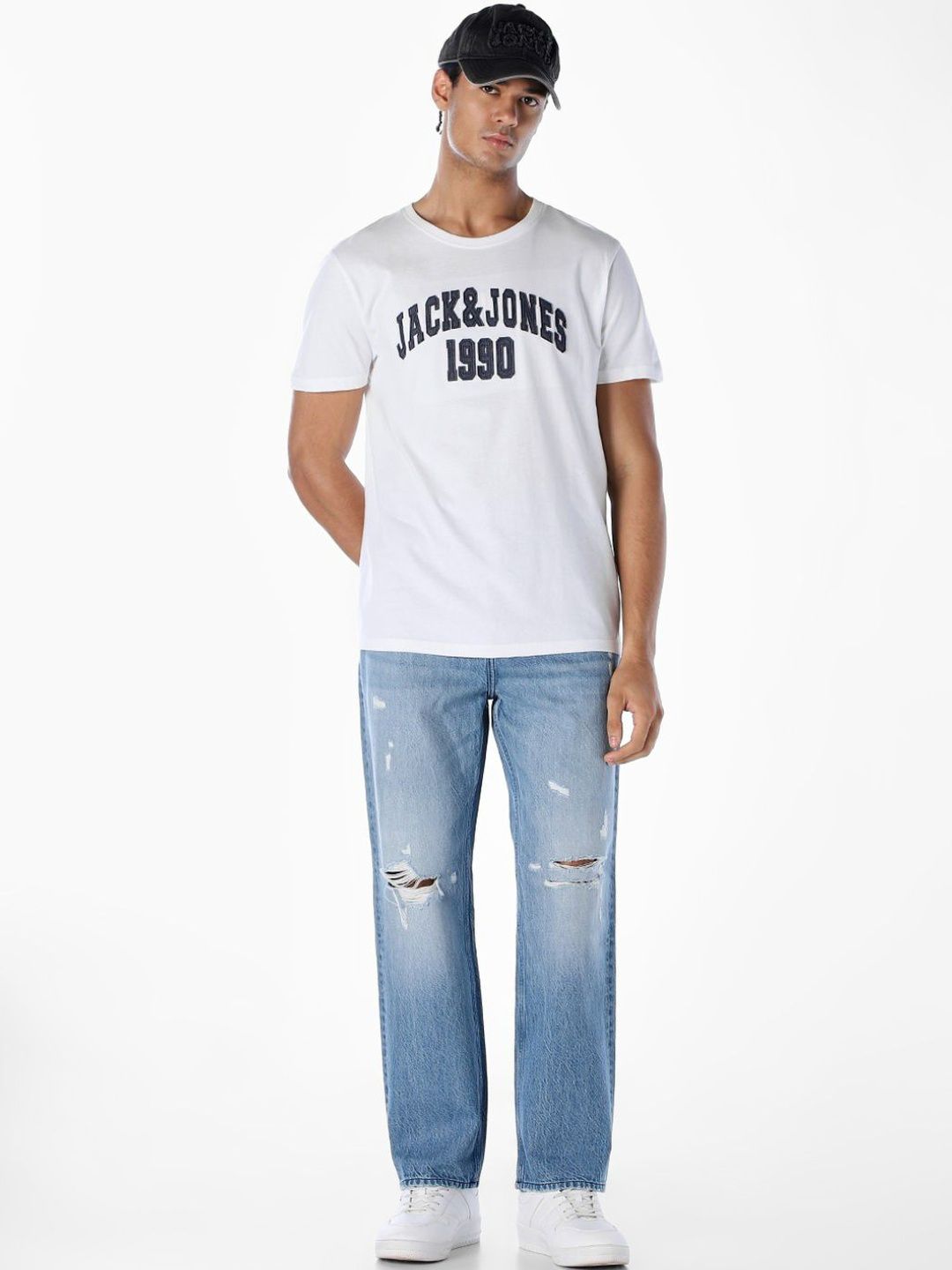 Wide Leg High-Rise Highly Distressed Light Fade Jeans
