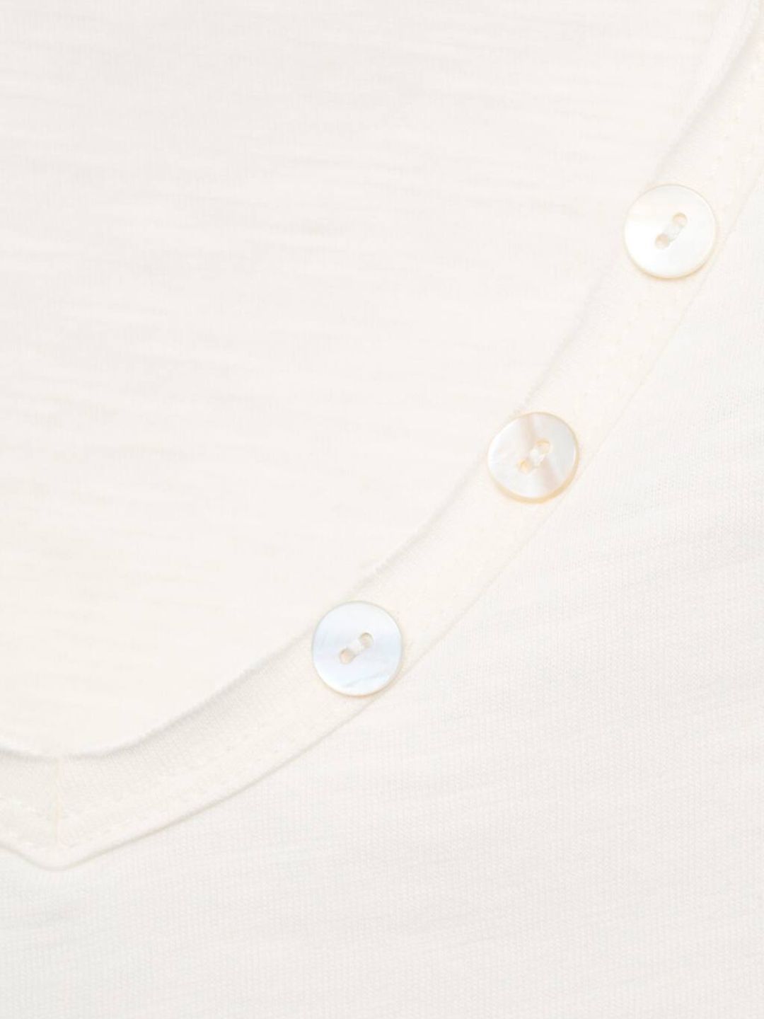 V-Neck Button Detail Pure Cotton T-shirt