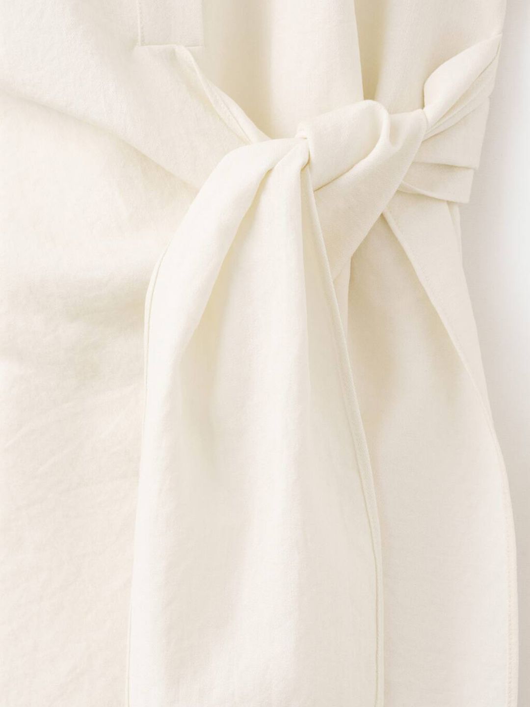 Tie-Up Detail Extended Sleeves Asymmetric Hem Midi Shirt Dress with Pintucks