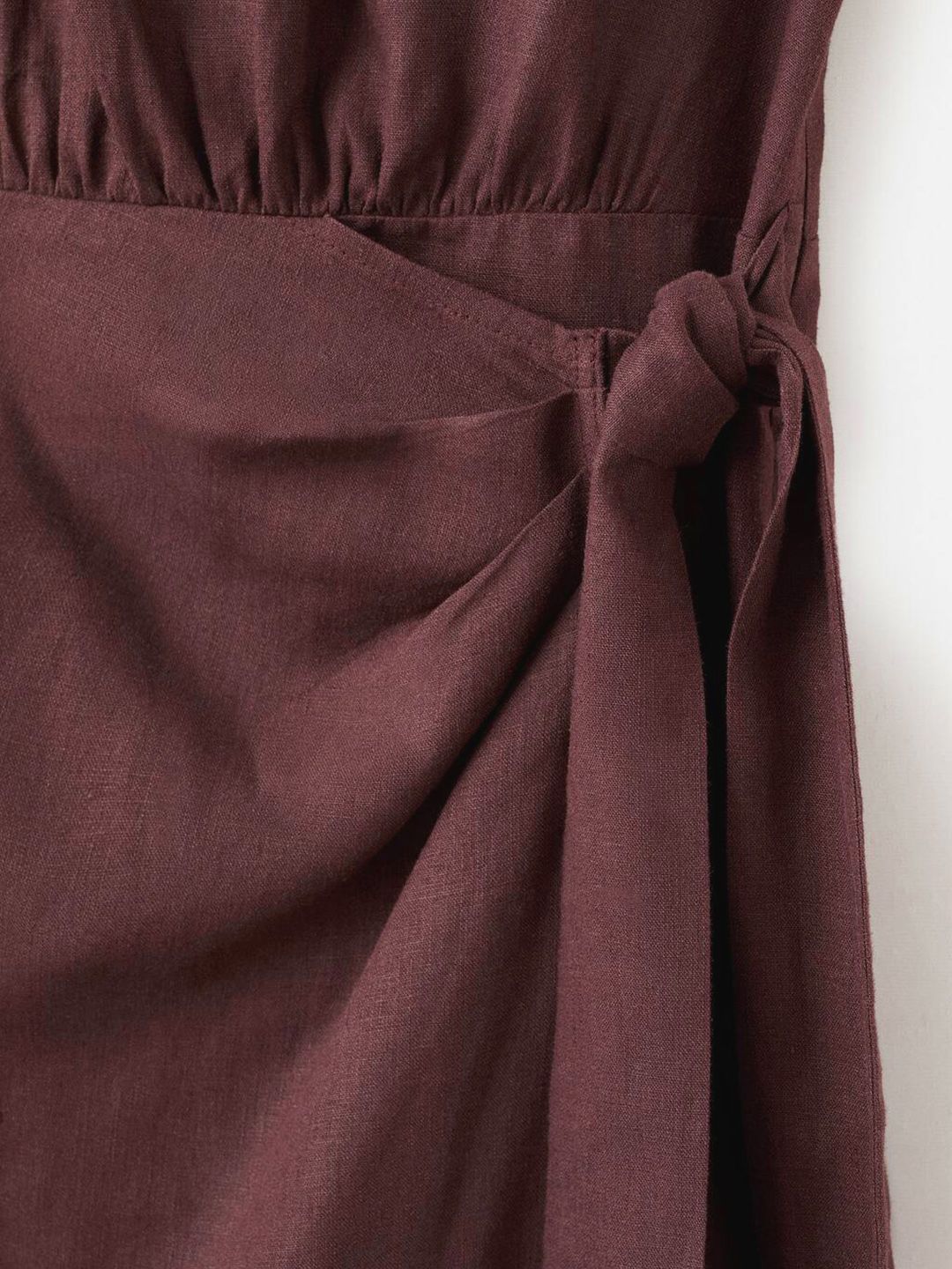 Faux Wrap Sheath Midi Dress with Waist Tie-Up
