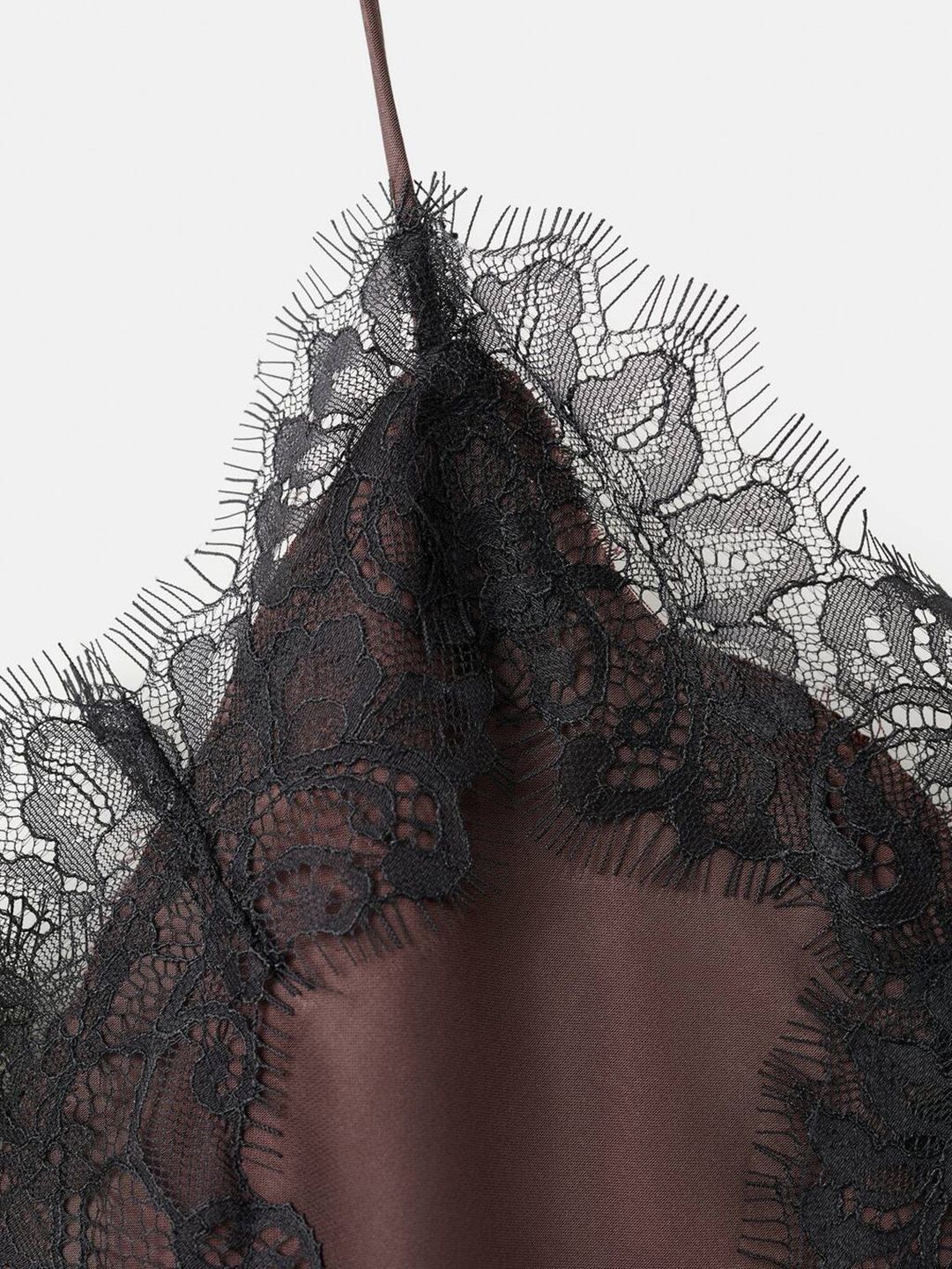 Lace Inserts Satin Longline Asymmetric Hem Top