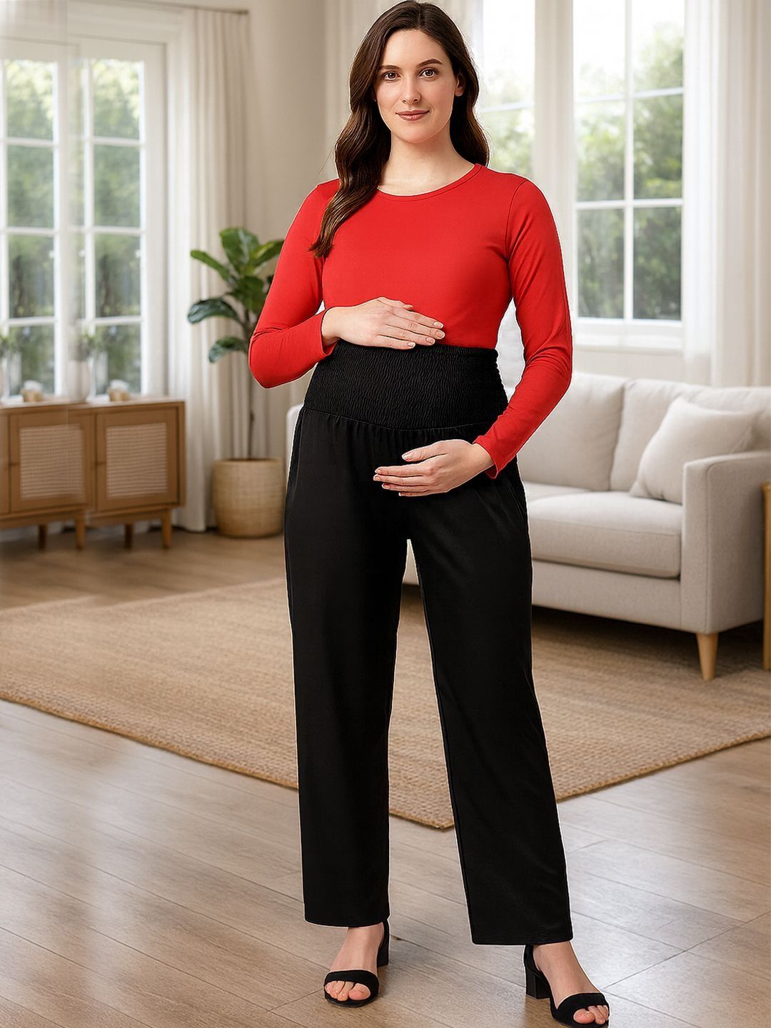 angloindu Women Straight Fit Maternity Trousers