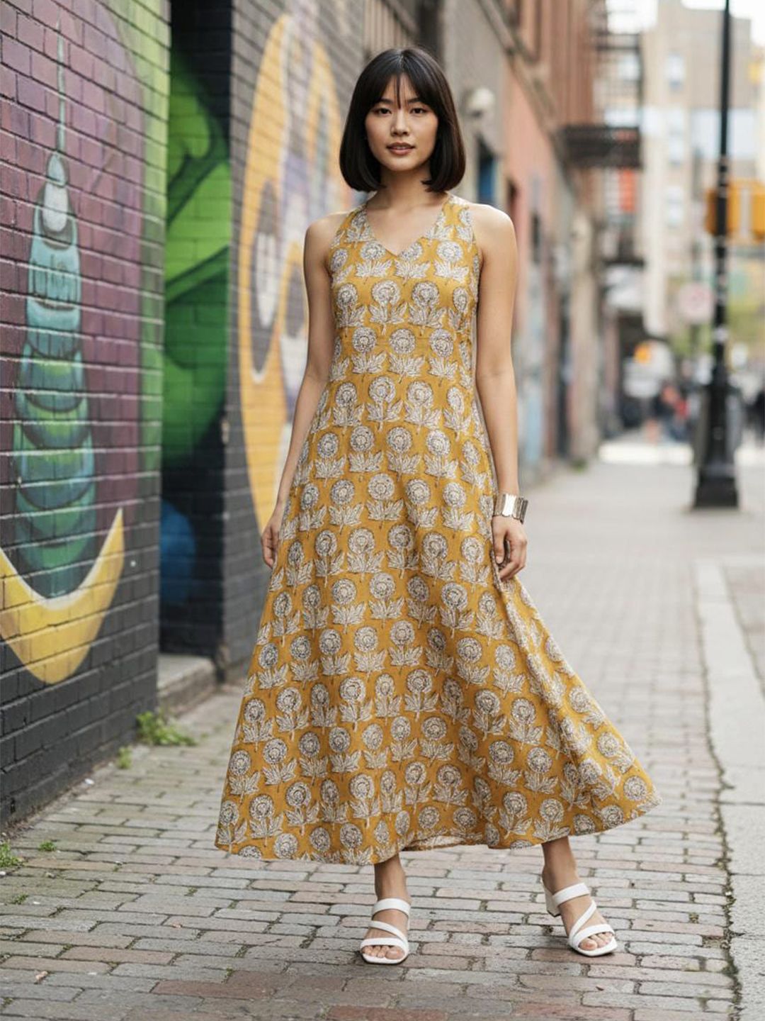 Women A-Line Midi Dress Anouk Women Floral Printed A-Line Midi Dress