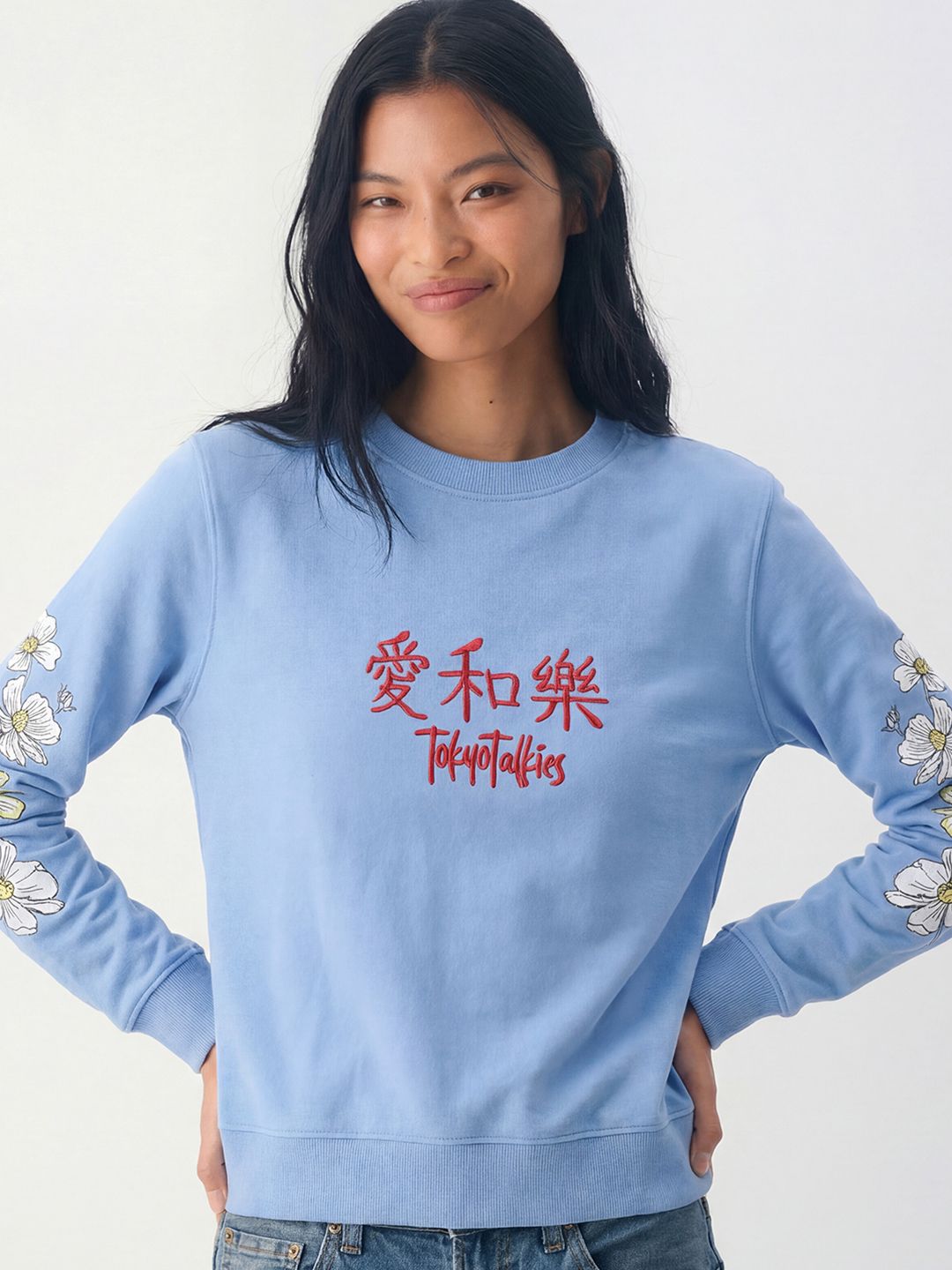 Tokyo Talkies Women Embroidered Sweatshirt
