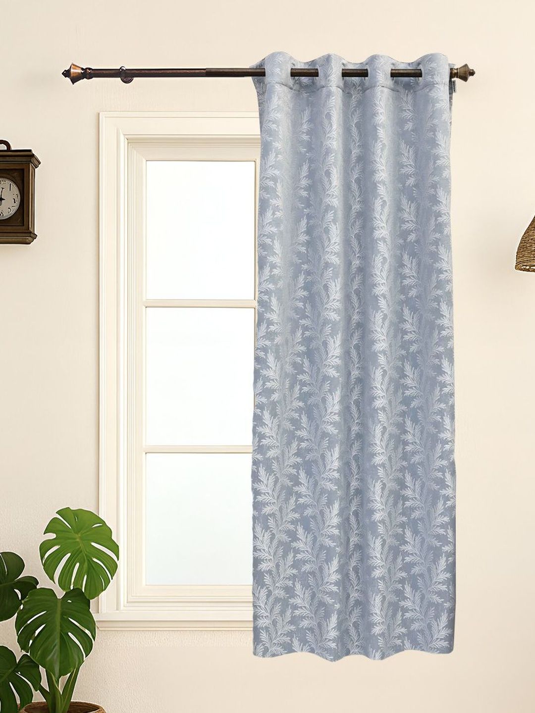 Ariana Grey & Grey Floral Window Curtain